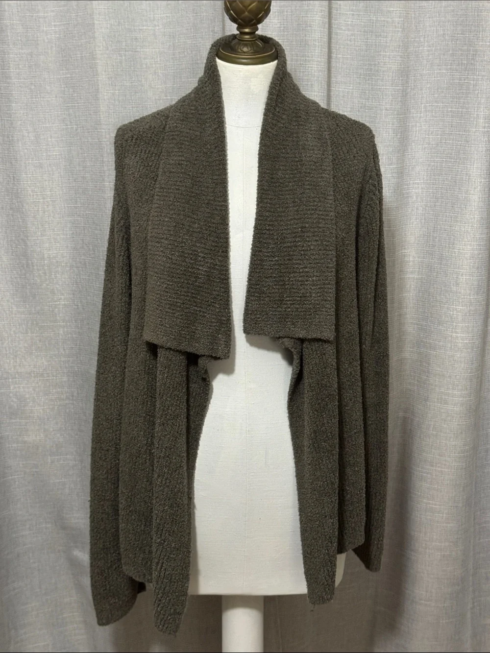 Barefoot Dreams-Sz L-Cozy Chic Lite Wrap Sweater-Open Front-Gray-EUC